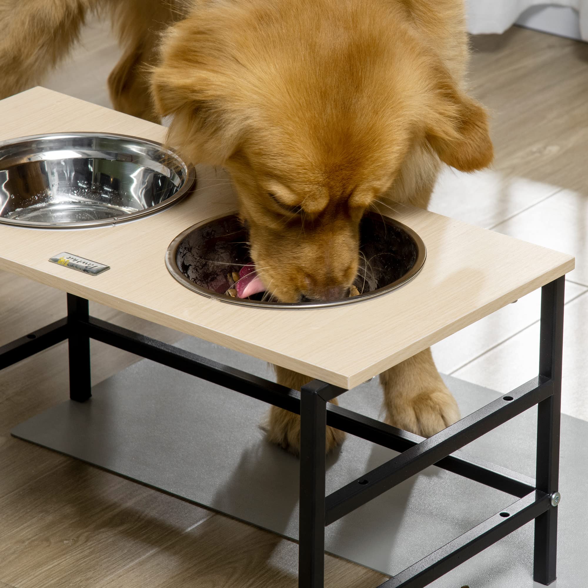 PawHut Gamelle Chien surélevée Double Porte-gamelle avec 2 Bols Amovibles en Acier, Hauteur réglable 11/21,5/32 cm et 1 Tapis | Hauteur Réglable 11/21,5/32 cm, 1 Tapis