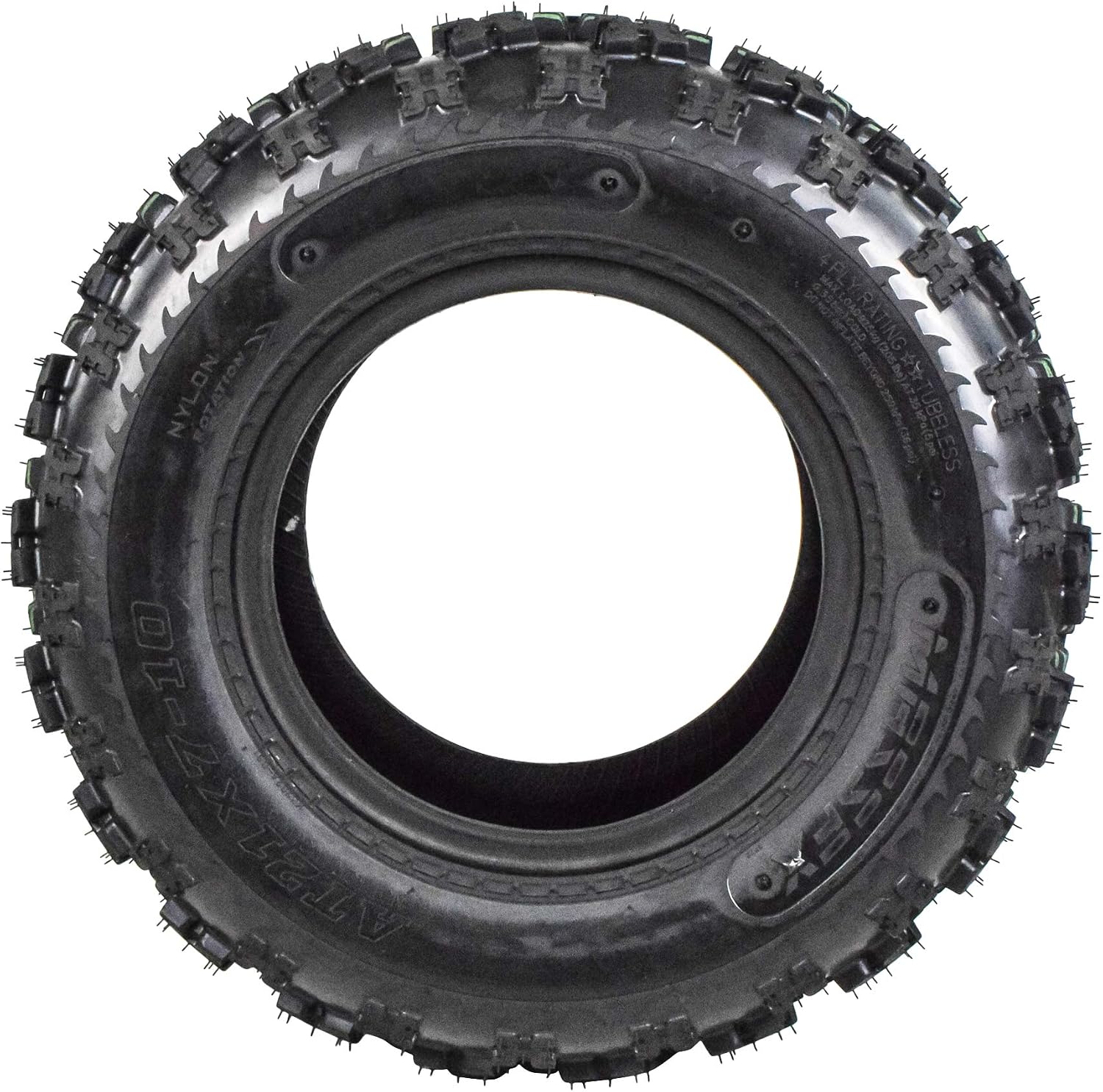 MASSFX 21x7-10 Front Tire & Inner Tube with TR-6 Valve for Sport Quad: All-Terrain (ATV), Utility-Task (UTV), and Side-by-Side (SxS) Vehicles - 4-Ply with 15mm Tread Depth 21x7x10