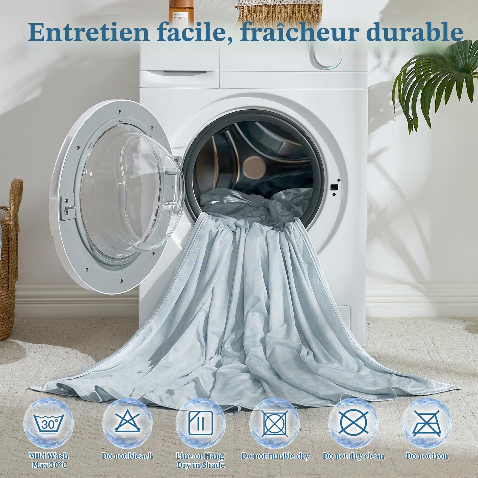 CHOSHOME Couverture Été Rafraîchissante 2 en 1 Plaid Froide 130x150cm Été Couverture Doux de Bébé pour Voyage Canapé Lit Fauteuil Voiture, 2 en 1 Plaid Flocon de Neige