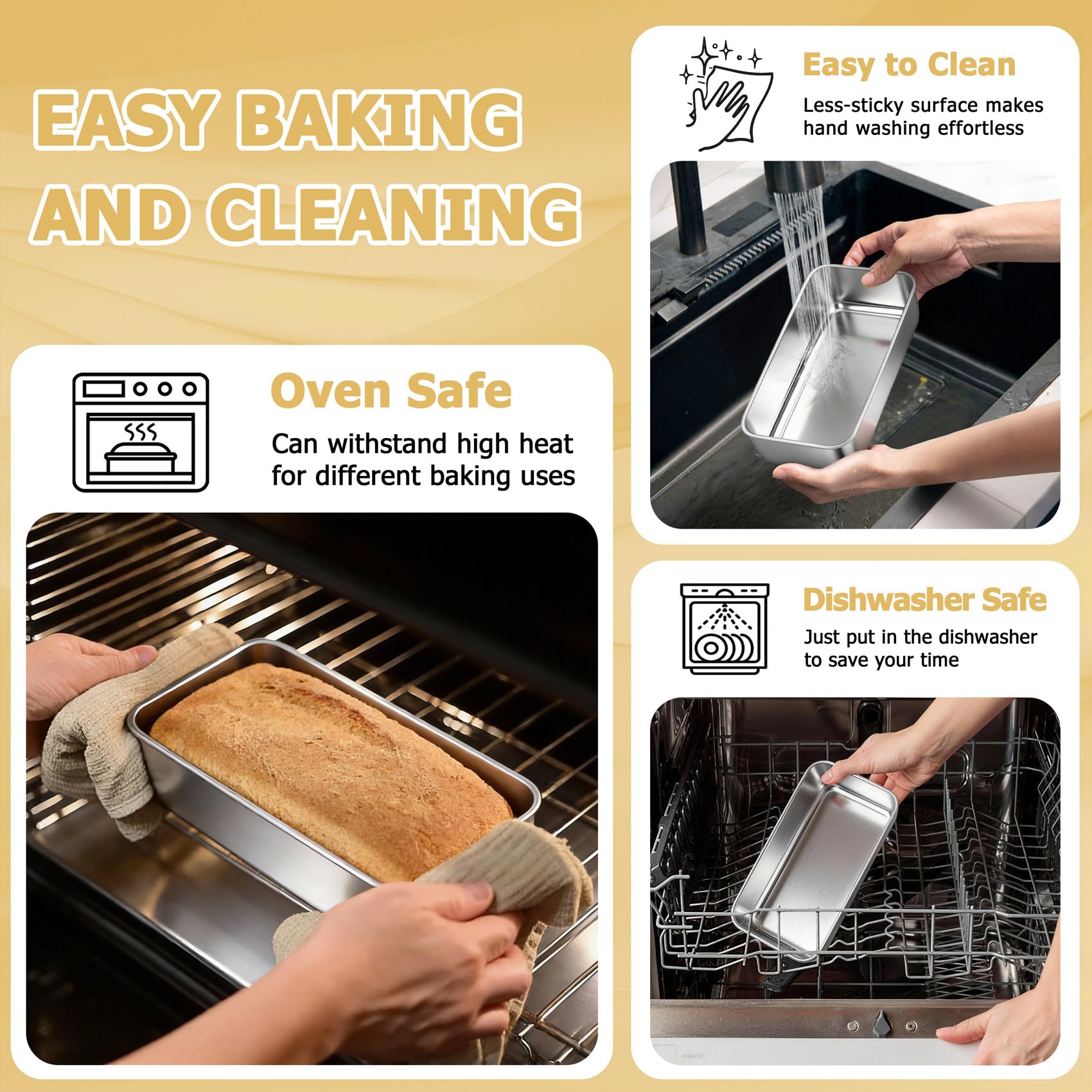 TeamFar Stainless Steel Loaf Pan - Baking Essentials -4