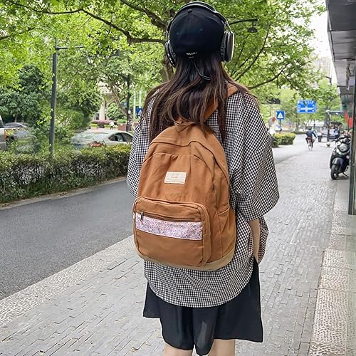 Miniatura 2 de Teclado Mochila Kawaii Casual Libreras Linda Bolsa Ligera para Portátil Mochilas de Viaje, Marrón, Regular, Moda Casual