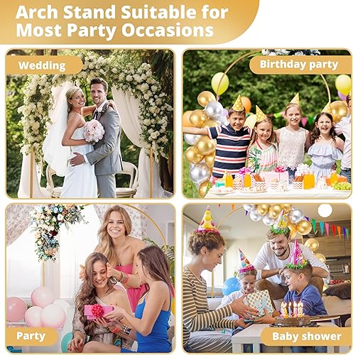 Miniatura 8 de Soporte de arco de globos de metal dorado de 7.2 pies, soporte de arco de fondo con base estable, 50 globos, cadena de globos, decoración de boda,