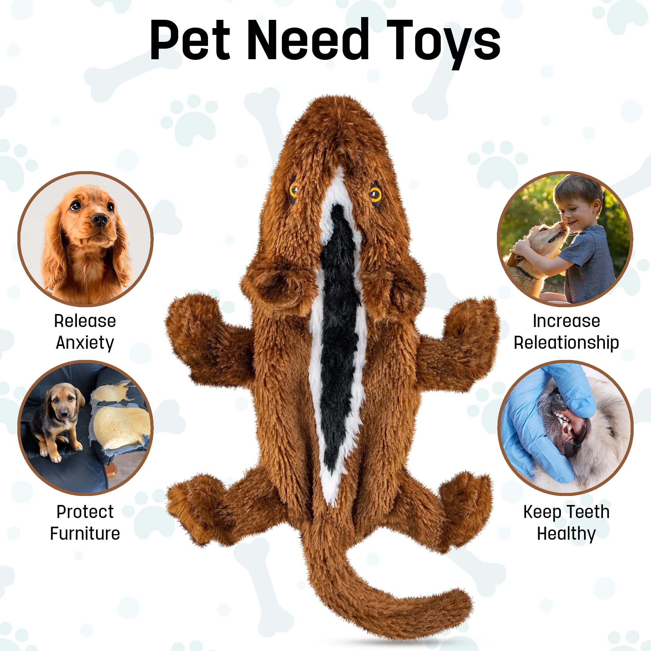 FGA MARKETPLACE Plüsch-Hundespielzeug, ohne Füllung, kein Quietschen, lustiger Stil, wird dein Haustier stundenlang unterhalten, empfohlen für kleine und mittelgroße Hunde, 53,3 cm lang, 7 Stück