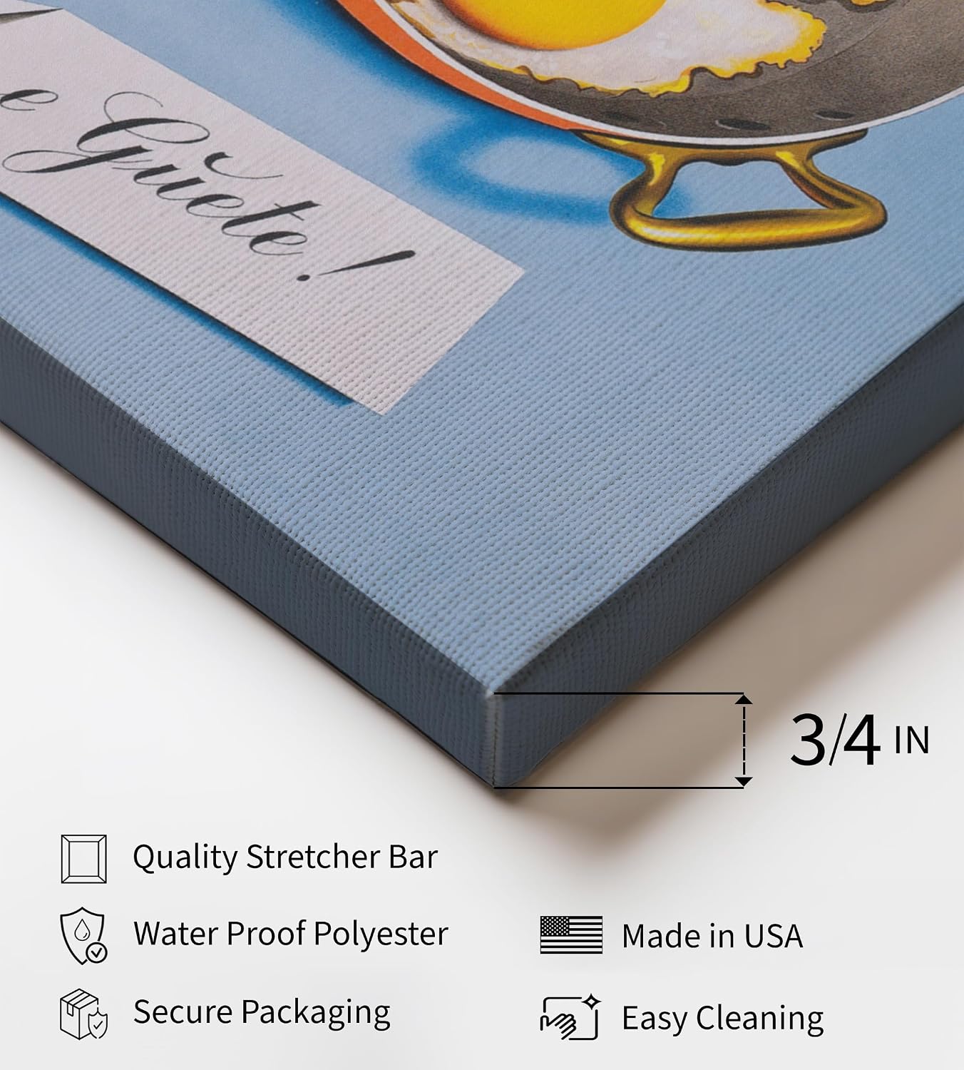 Poster Master Breakfast Canvas - Retro Fried Eggs Print - Food & Drink Art - Ideal Gift for Chef, Cook, Foodies - Great Decor for Kitchen, Dining Room, Restaurant - 8x10 STRETCHED Canvas
