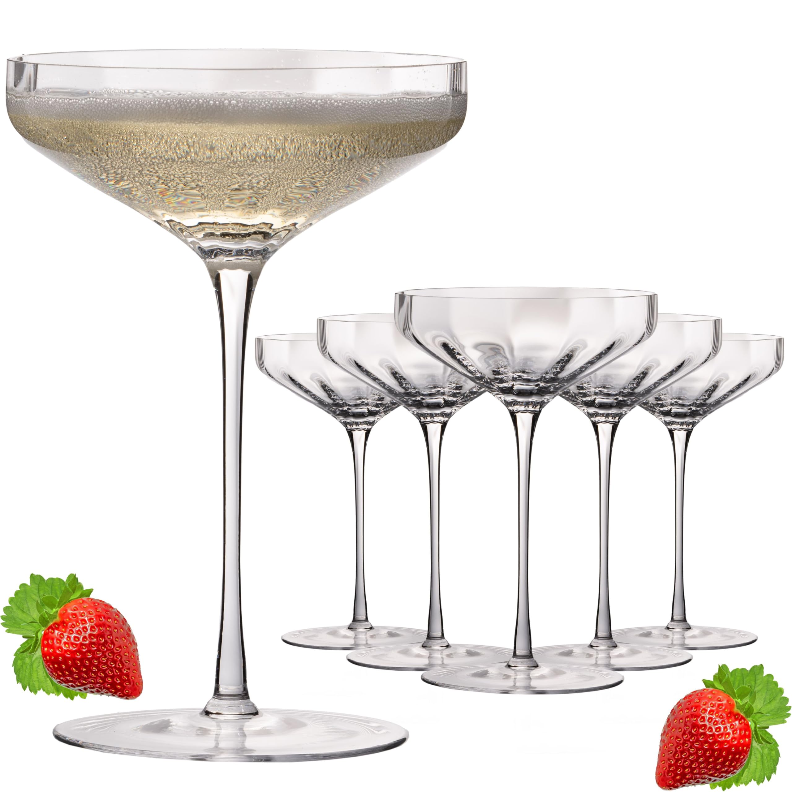 Imperial Lot de 6 flûtes à champagne ondulées 320 ml Cali, en verre Crystalline, fabriquées à la main
