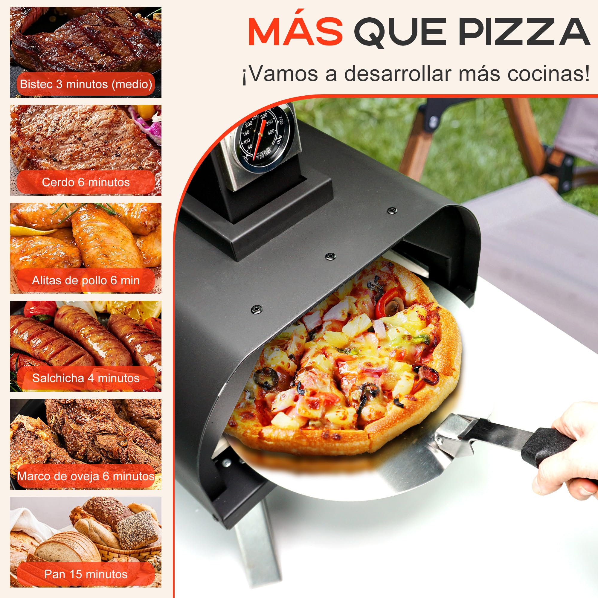 Karinear Horno para pizza Pellet, horno para pizza al aire libre con piedra para pizza, accesorios, pellets de madera Horno para pizza al aire libre de 12 pulgadas para jardín, exteriores, camping