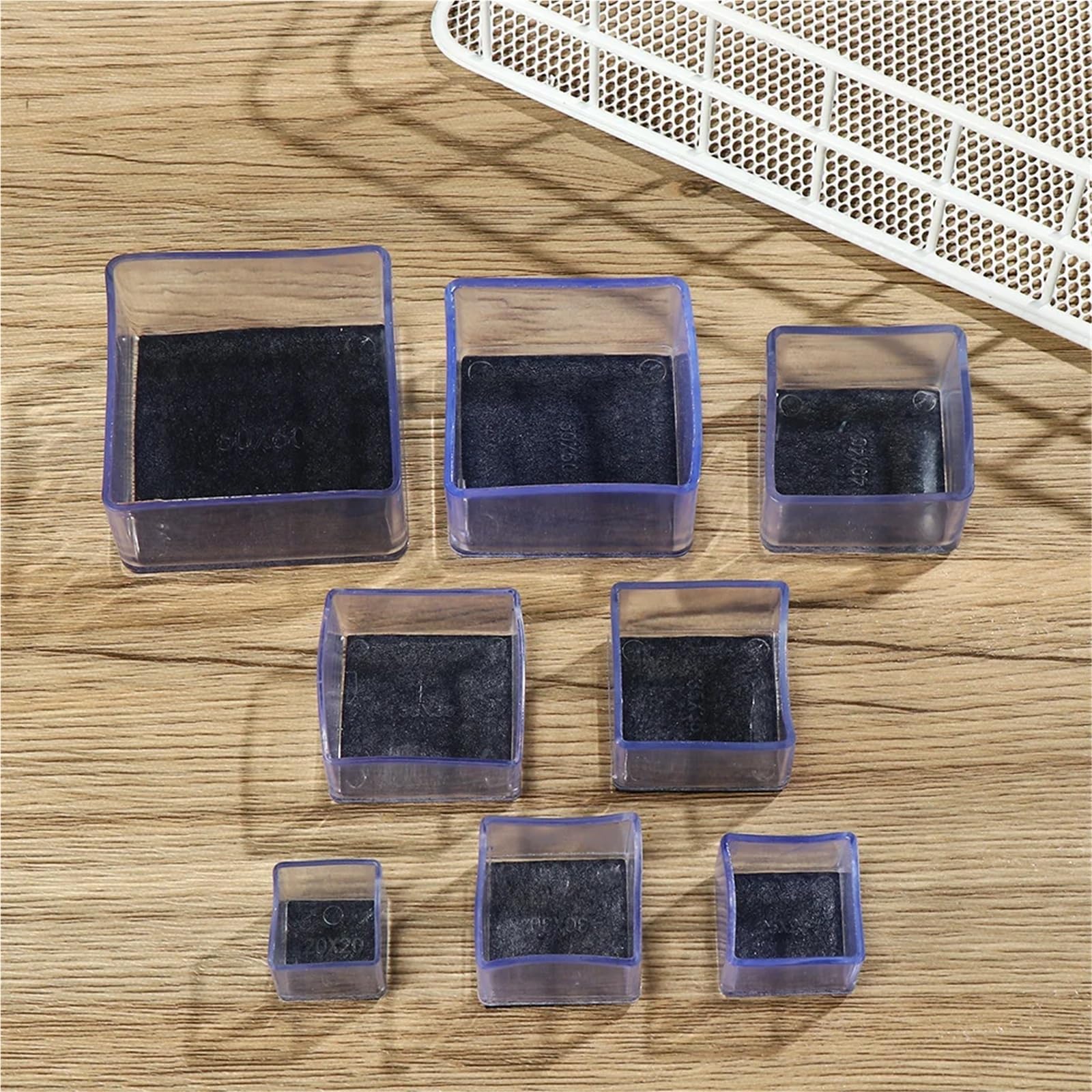 Chair Leg Floor Protectors 4Pcs Rubber Square Rectangle Floor Protector Pads Chair Leg Caps Table Foot Dust Cover Socks Pipe Plugs Furniture Leveling Feet(30x60mm Rectangle)
