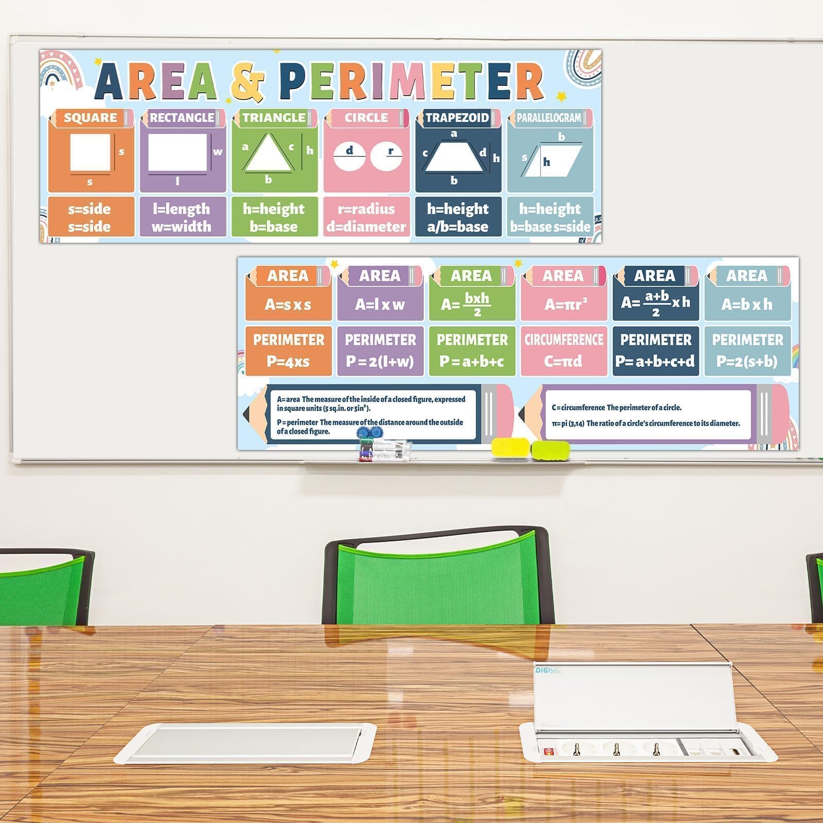 CHUNNIN Boho Rainbow Math Banner & Poster for Classroom Decor, 2 Pack, 13.4x39 Inches, Multi-colored, Boho Style, Math Classroom Banner for Elementary School - Image 4