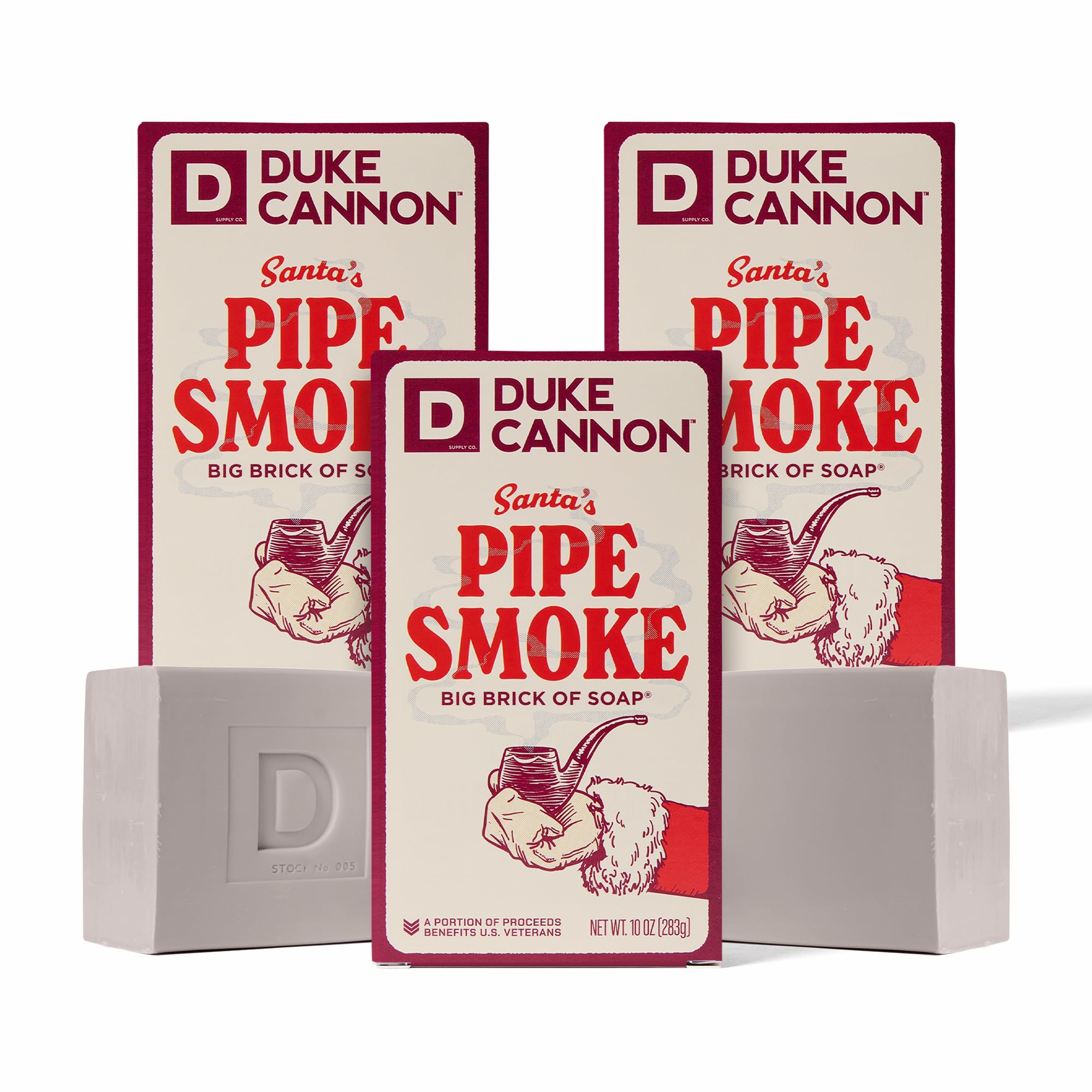 Duke Cannon Holiday Limited-Edition Santa's Pipe Smoke Big Brick of Soap - 10oz Bar, Triple Milled, Supports U.S. Veterans