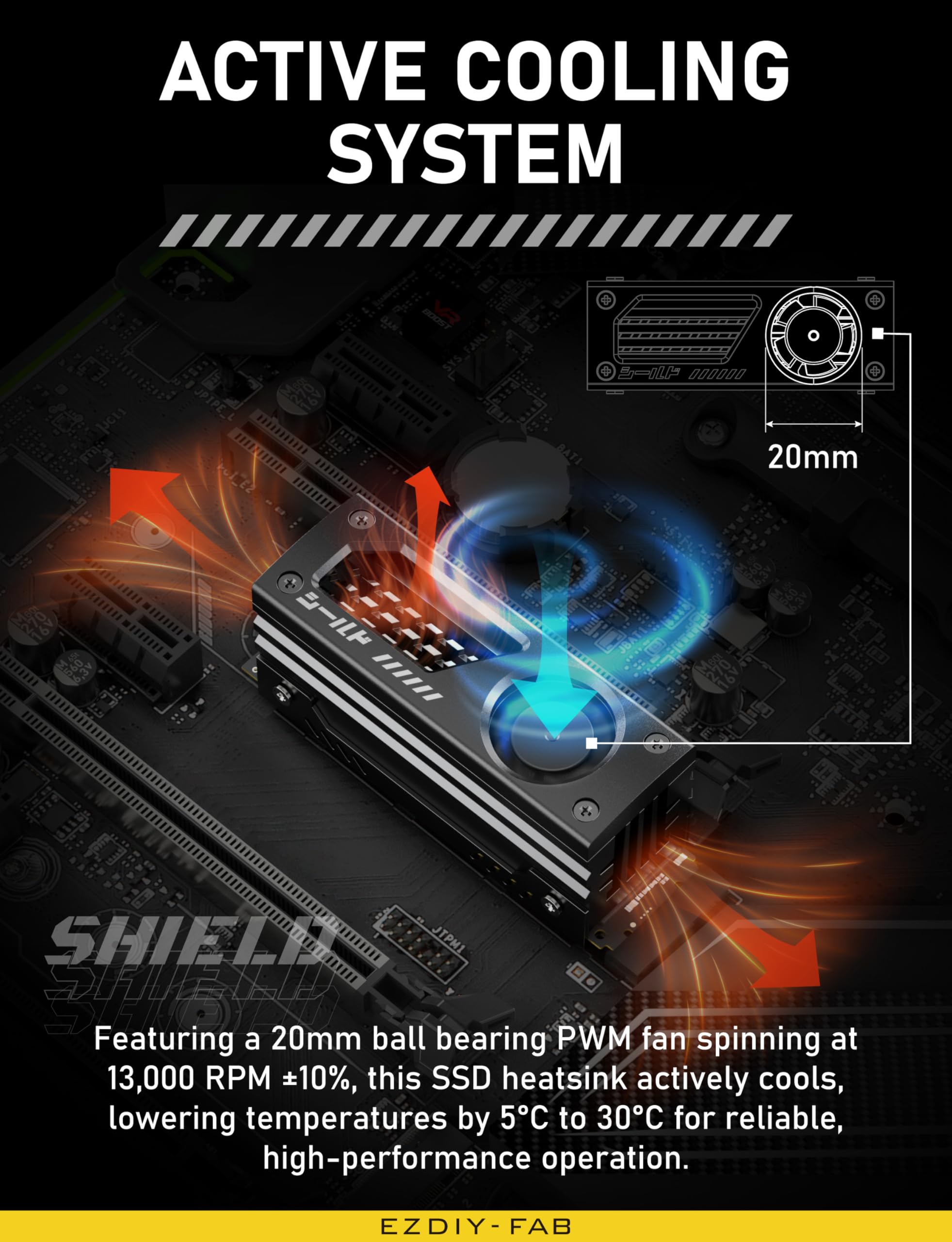 EZDIY-FAB Disipador de calor SSD US-Shirudu-B