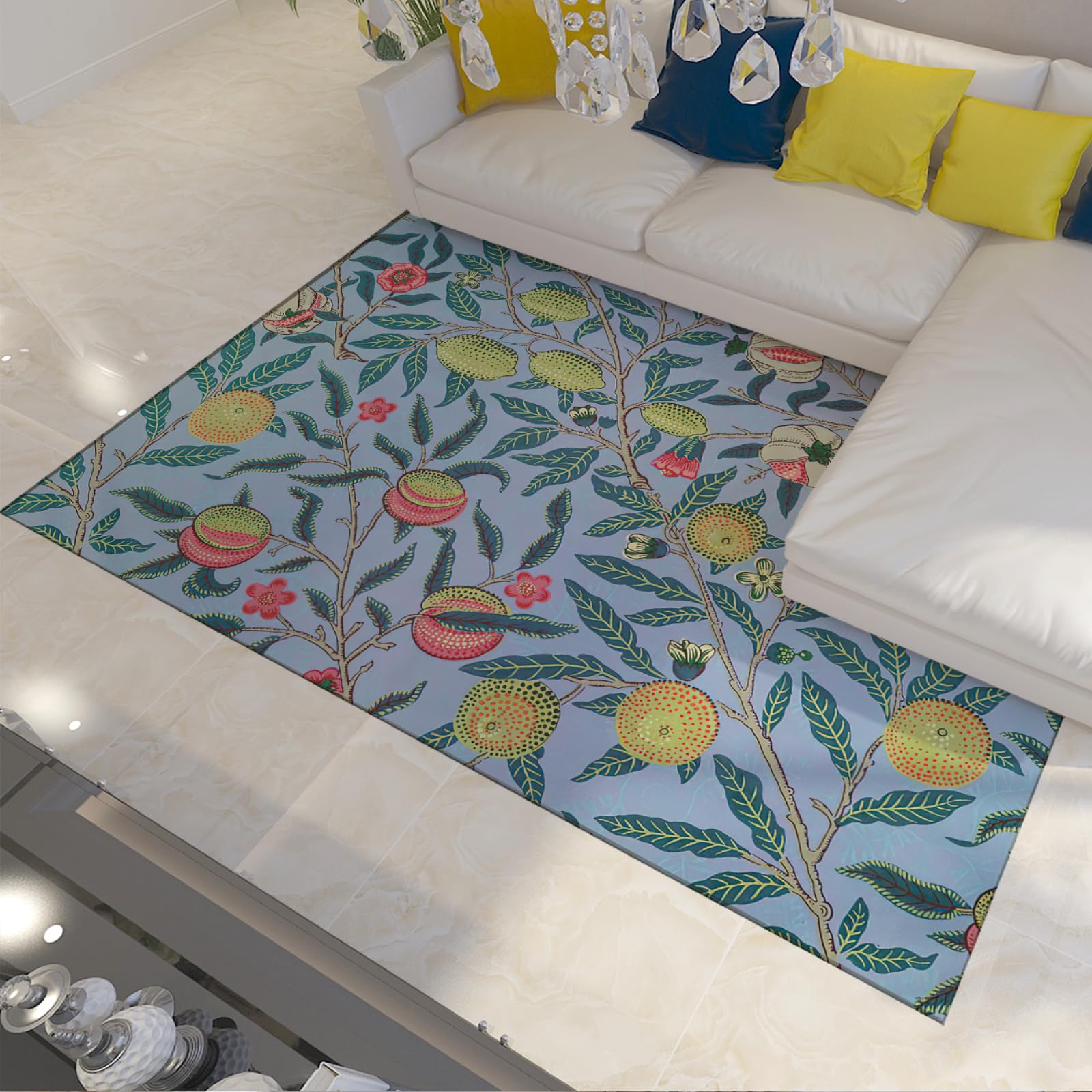 Tapis de cuisine 160x230cm antidérapant pour grand salon bleu