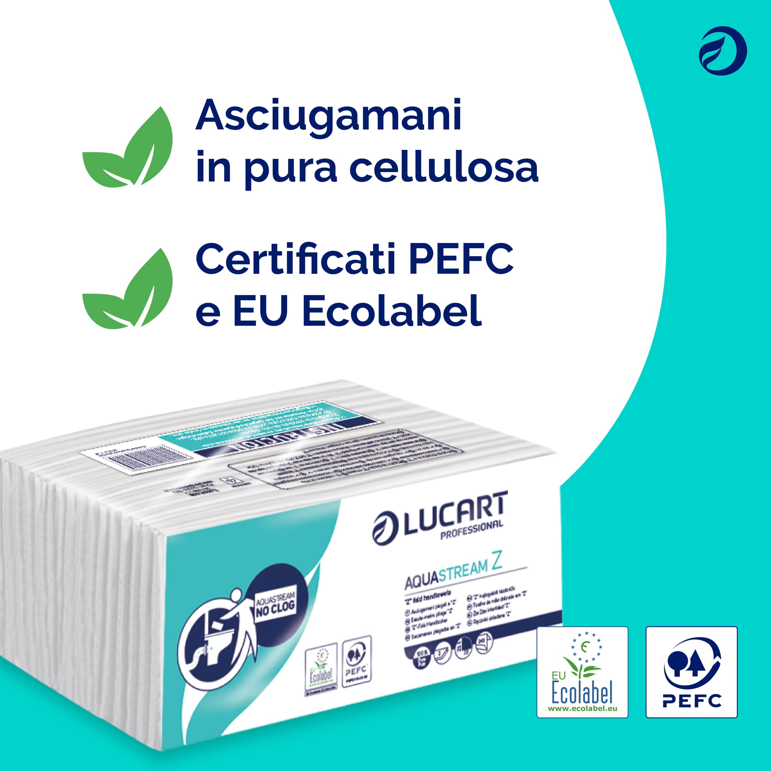 Lucart Professional 864018 asciugamani, 242 Z-Fold, forte Z, n.-zoccoli, confezione da 3630 pezzi