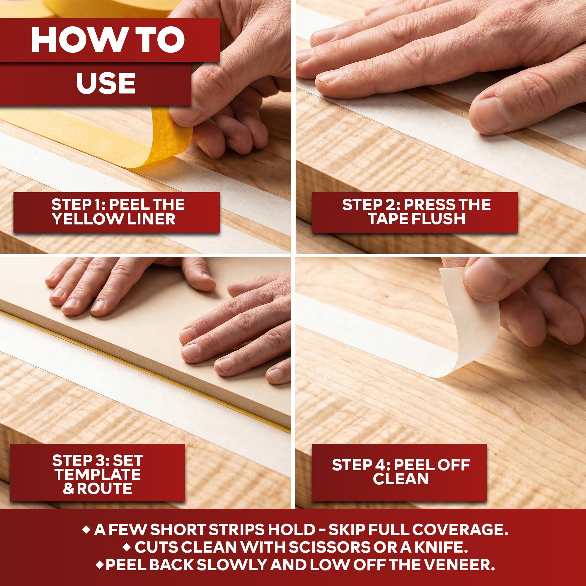 XFasten Woodworking Tape - Strong & Residue-Free -4