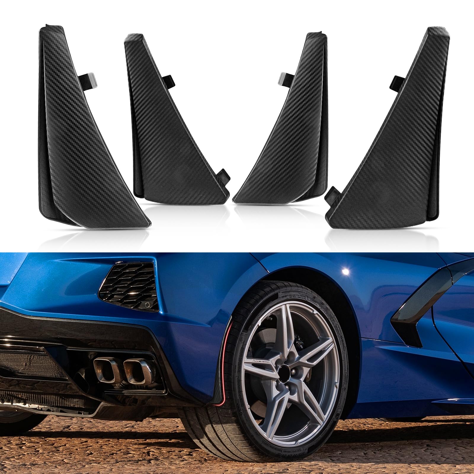 OEM GM Rear Splash Guards For 2020+ C8 Corvette – Extended Molded, Textured Black