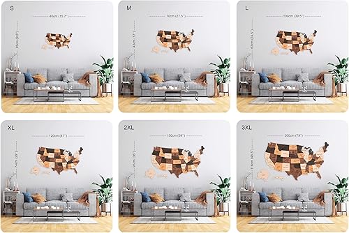 Miniatura 7 de WOODWAYCRAFT - Rastreador de viaje de madera con mapa de Estados Unidos, arte de pared rústico 3D de Estados Unidos, decoración de mapa de madera
