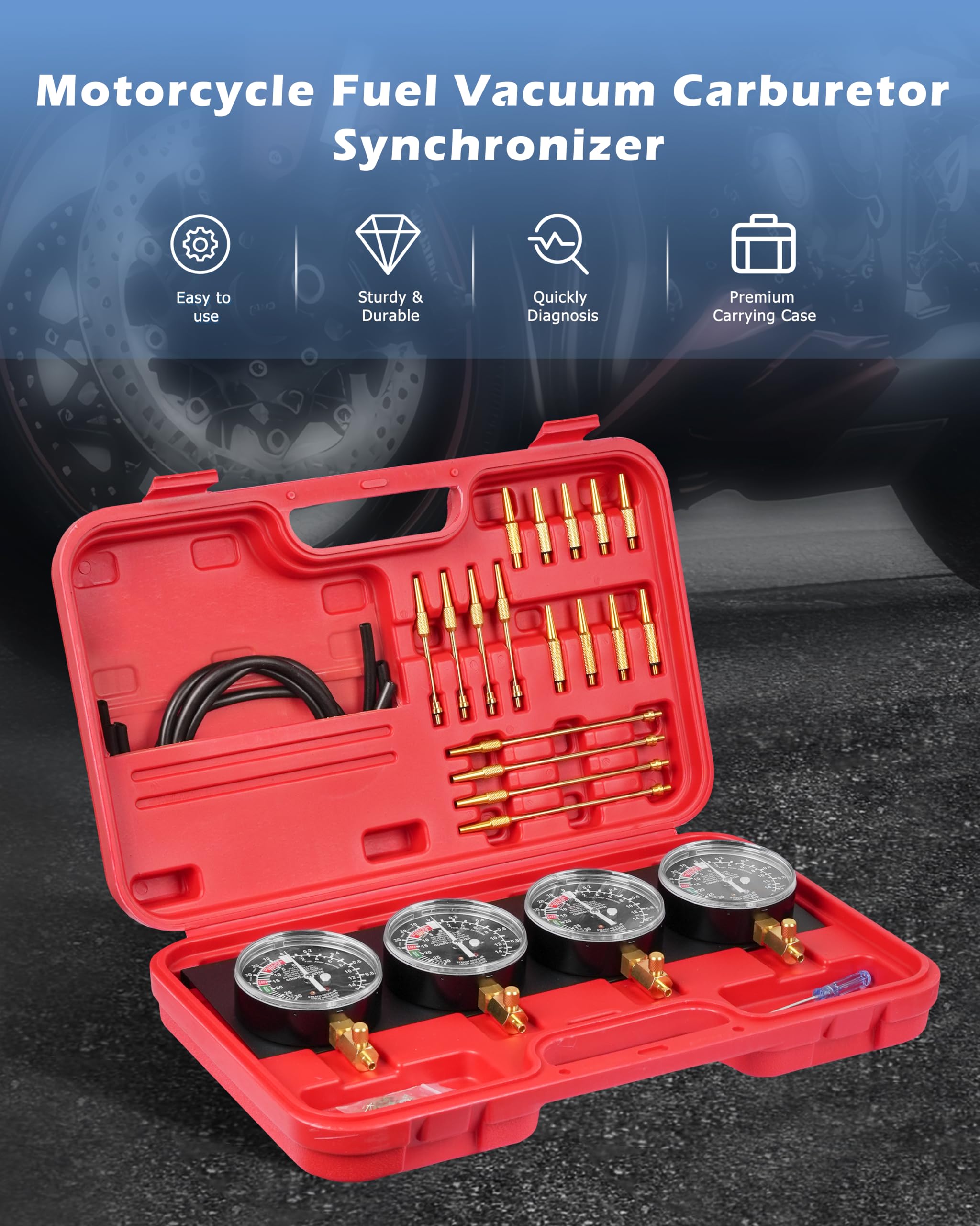 DAYUAN Testeur de synchronisation pour 4 carburateurs - Testeur de synchronisation - Montre de synchronisation - Pour voiture et moto