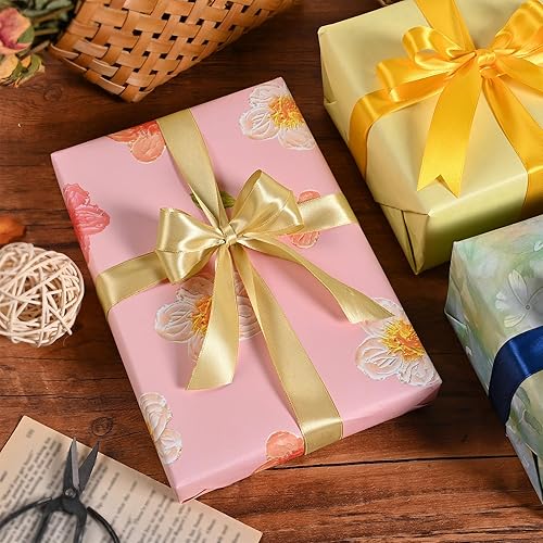 Miniatura 197 de Cinta de satén rosa polvoriento de doble cara de 1/4 pulgadas x 50 yardas, cintas de poliéster polvorientas para envolver regalos, cinta de tela