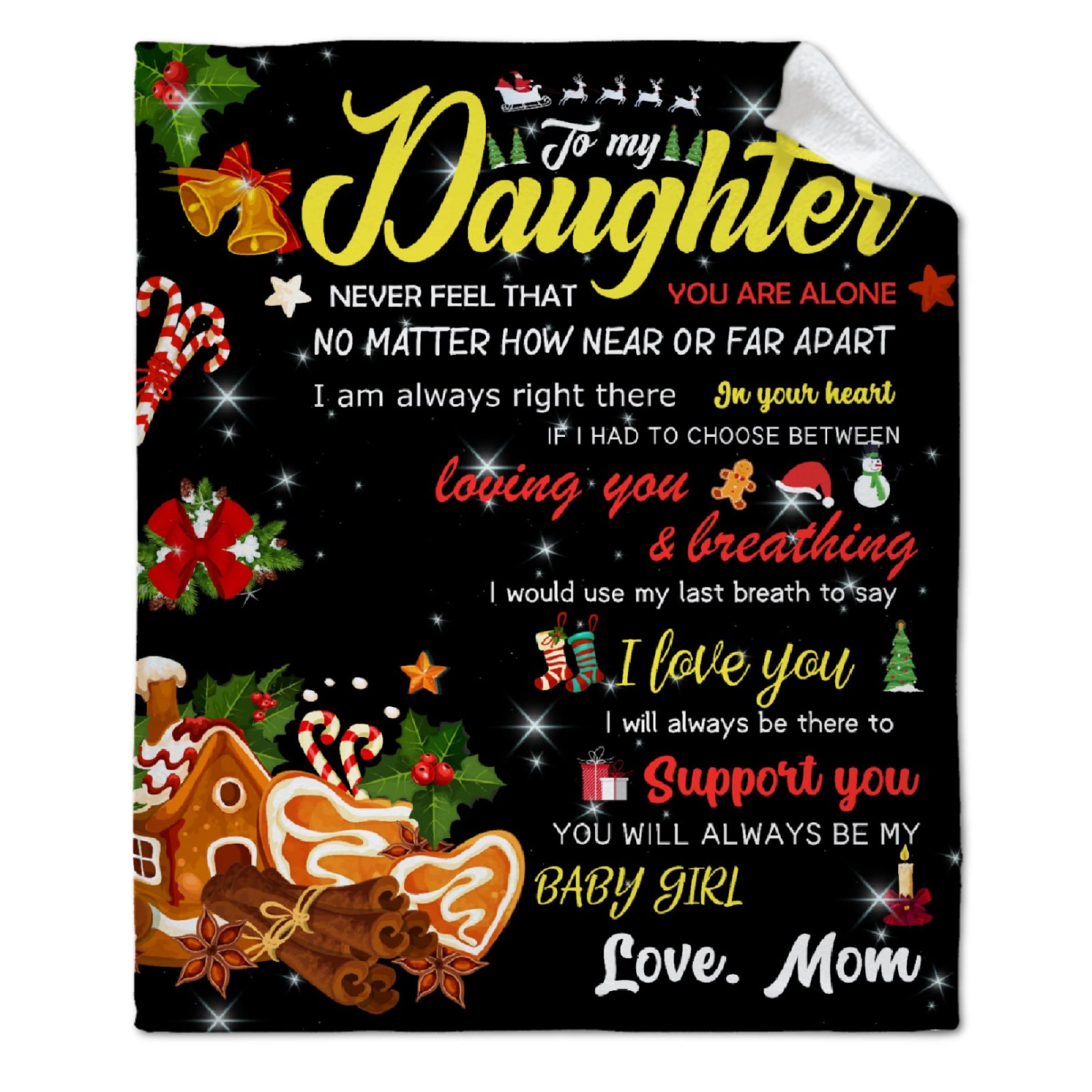 ARTBLANKET To My Daughter Christmas Blanket for Fall Winter Spring All Season Warm Fuzzy 60x50 In for Medium Teen/Travel Microplush Lightweight Thermal Fleece Summer Autumn Blankets for Couch Bed Sofa