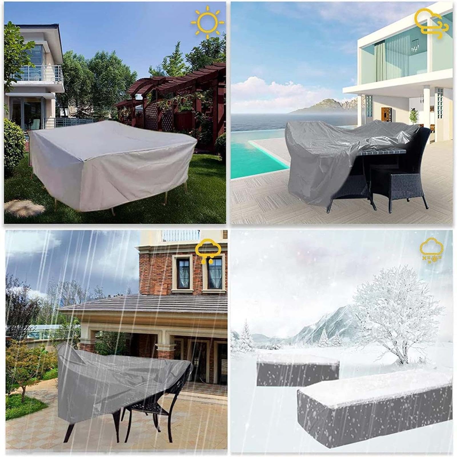 Waterdichte tuinmeubelhoezen van 160 x 100 x 105 cm x b x h terrasmeubelhoes, waterdicht, terrastafelhoezen, 420D zwaar belastbare Oxford-stof, rotan meubelhoes, winddicht, anti-uv, voor terras