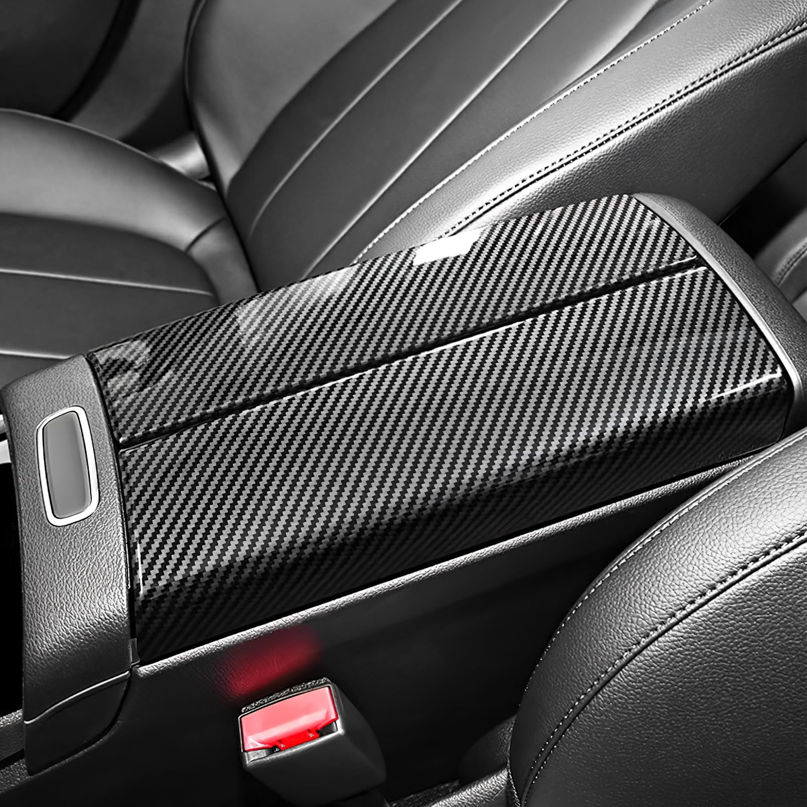 KUNGKIC Copertura per Poggiabraccio Centrale Console Protettore Adesivo per Interni per Mercedes-Benz Classe A, B, W177, W247, CLA, GLA, GLB, GLE, GLS, EQA, EQB, Accessori, ABS (Motivo in Fibra di