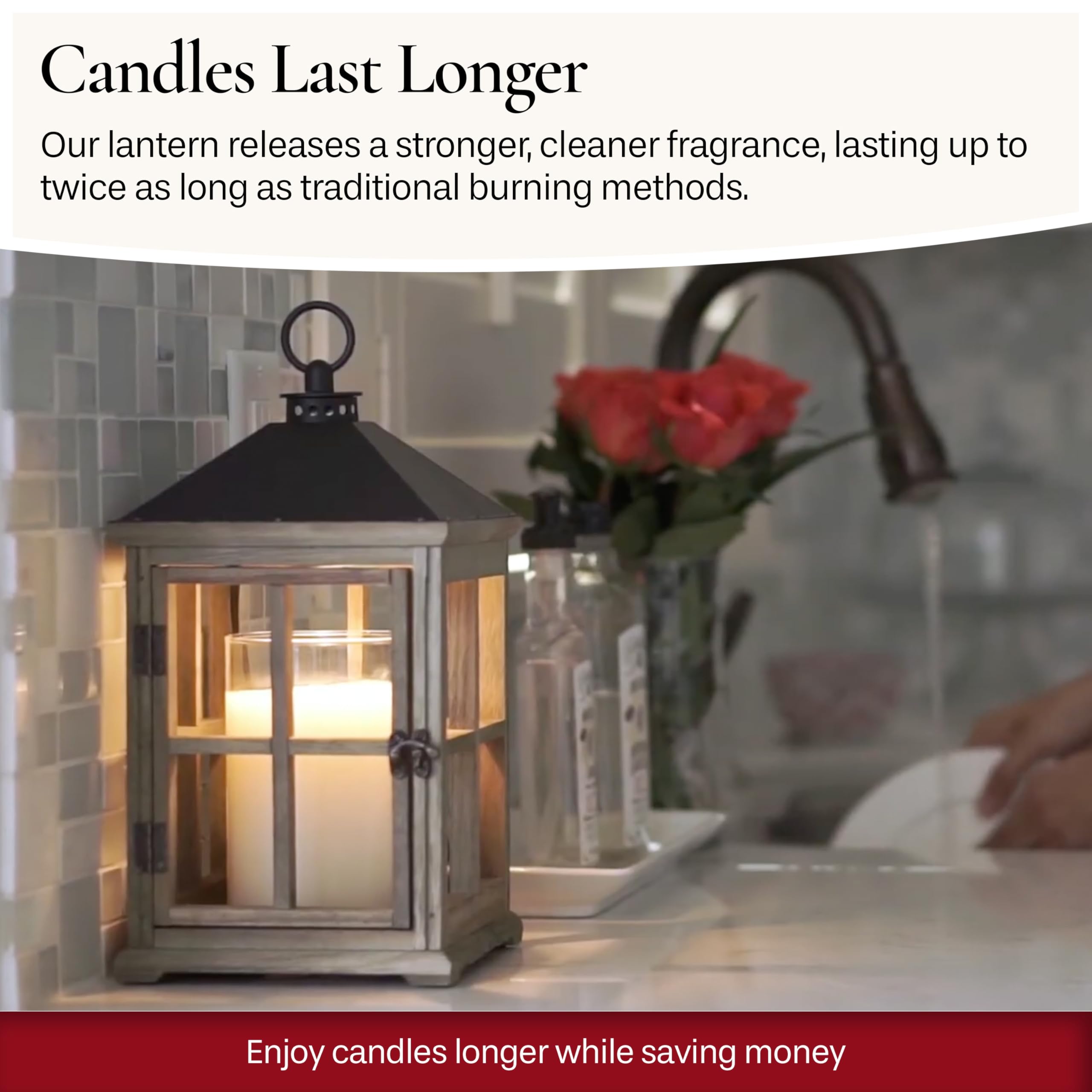Candle Warmers Etc. Latarnia z podgrzewaczem do świec z drewna Weathered White