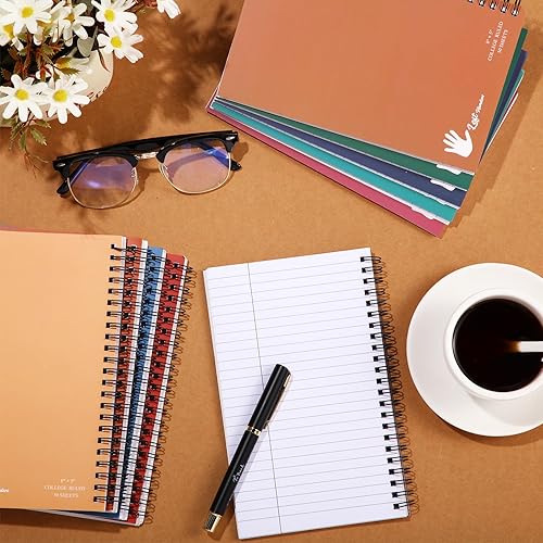 Miniatura 4 de Patelai Paquete de 10 cuadernos pequeños para zurdos encuadernados en espiral para zurdos de 8 x 5 pulgadas, 50 hojas con rayas universitarias,