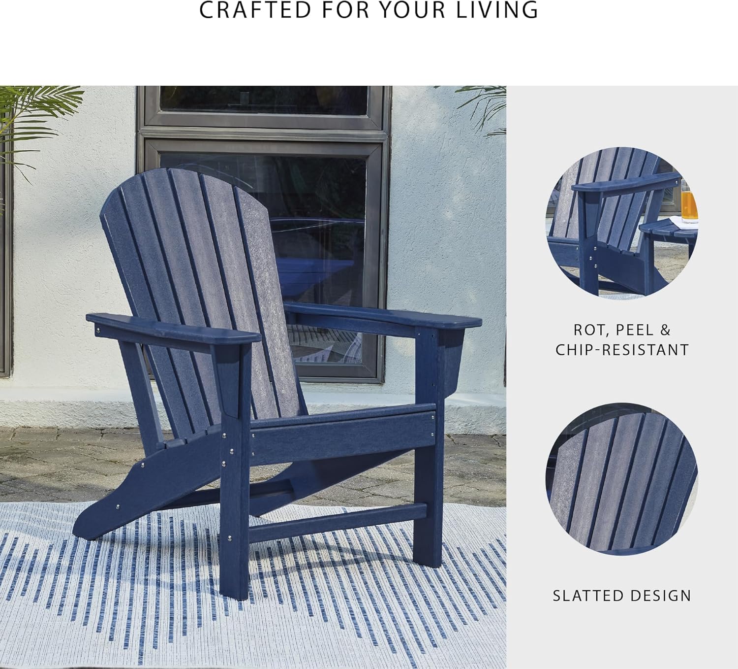 Signature Design by Ashley Outdoor Sundown Treasure HDPE Patio Adirondack Chair, Blue