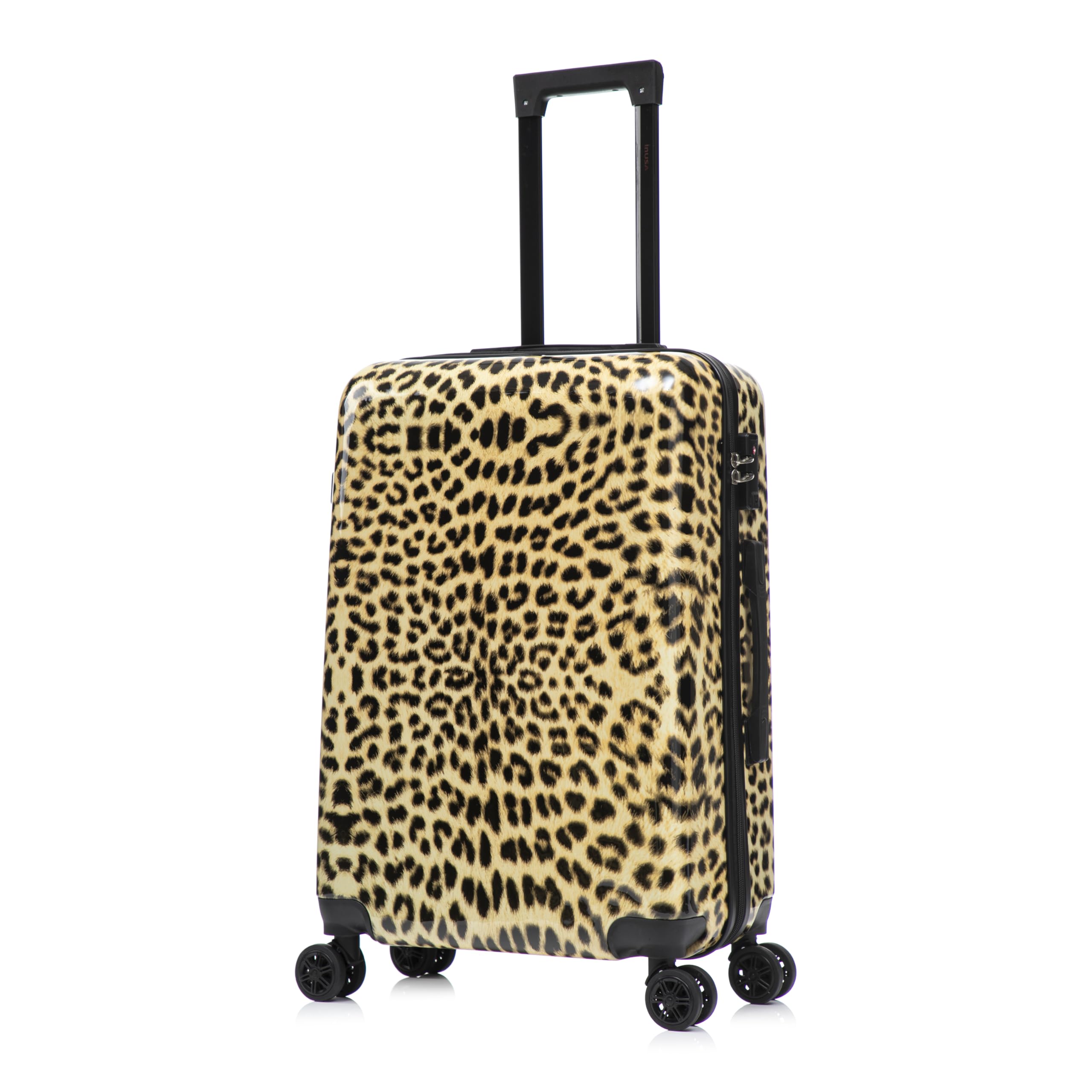 InUSA Prints 26.82" Hardside Suitcase, 4-Wheeled Spinner, TSA Checkpoint Friendly, Cheetah Animal Print (IUAPC00M-CHE)