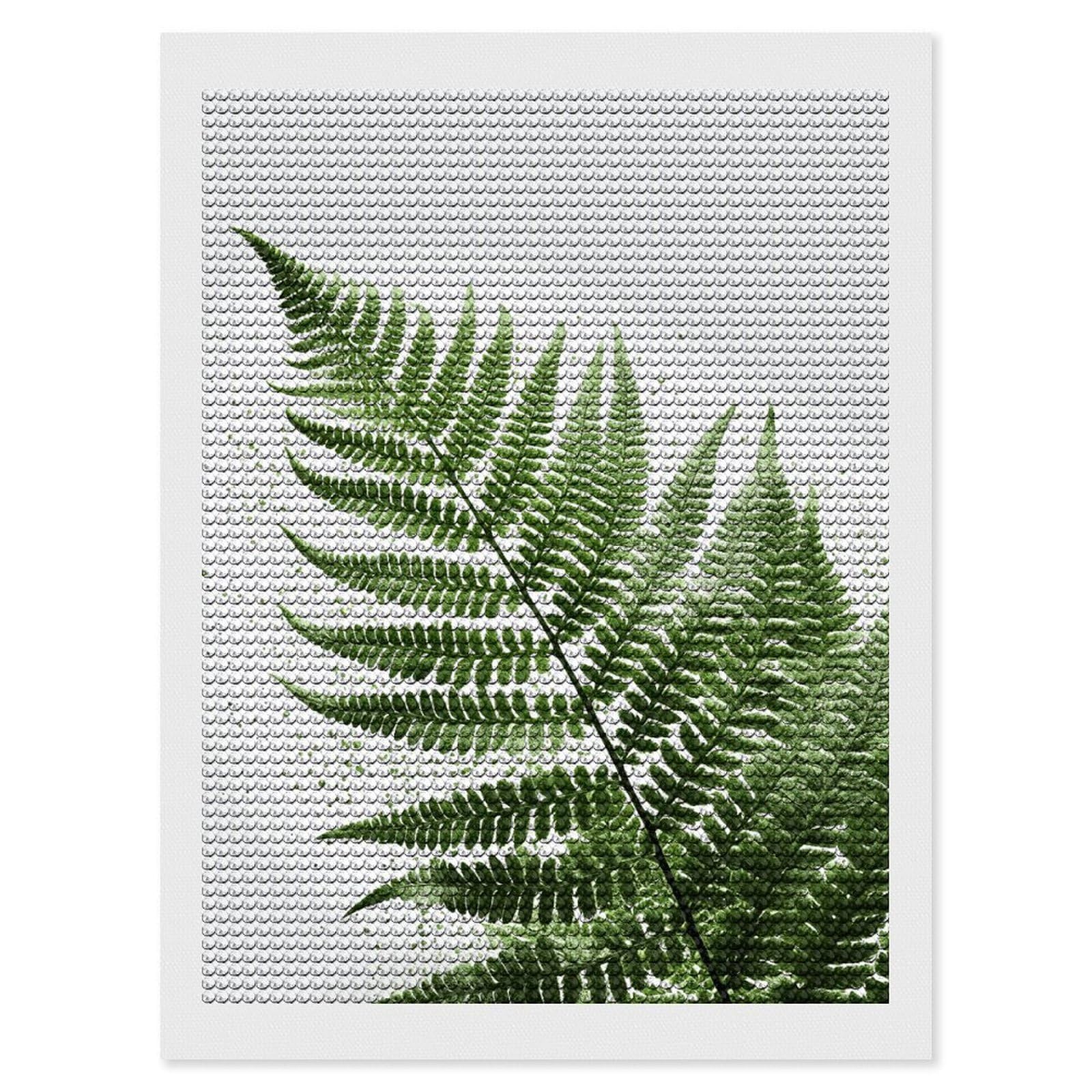 DWVTSLH Natural Plant Silhouette Fern Leaf Diamond Painting Kits for Adults, Personalized Diamond Photo Art Full Drill, DIY 5D Diamond Art Painting Kits for Beginners, Home Wall Decor 12"x16"