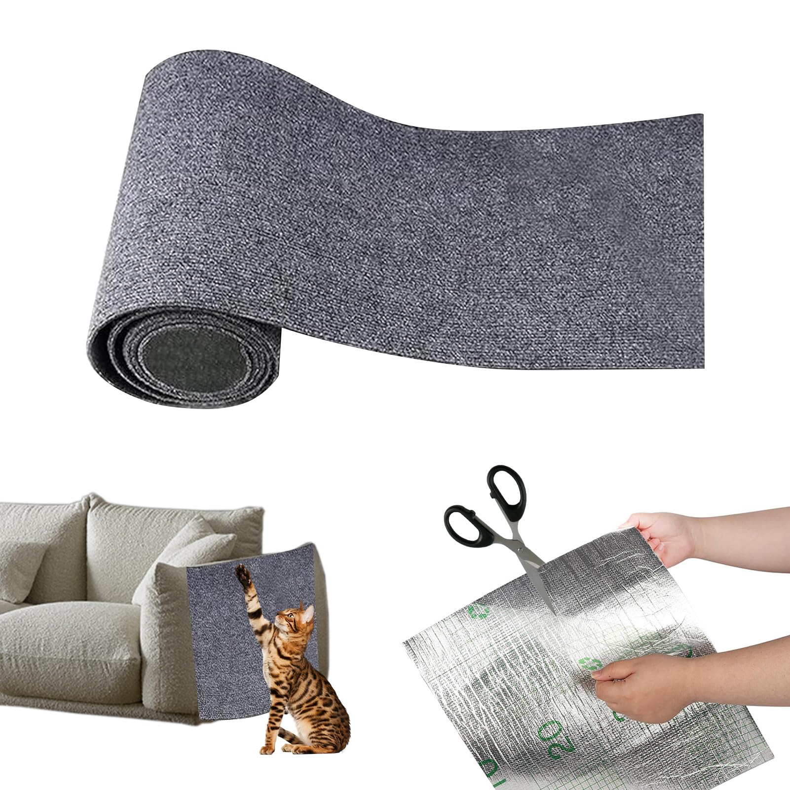 40 cm x 200 cm Cat Wall Scratch Mat, Sofa Cat Scratching Mat, DIY Cut to Size Scratching Mat, Cat Scratching Mat, Cat Scratching Wall for Cats, Scratching Protection for Sofa, Couch, Furniture, Door
