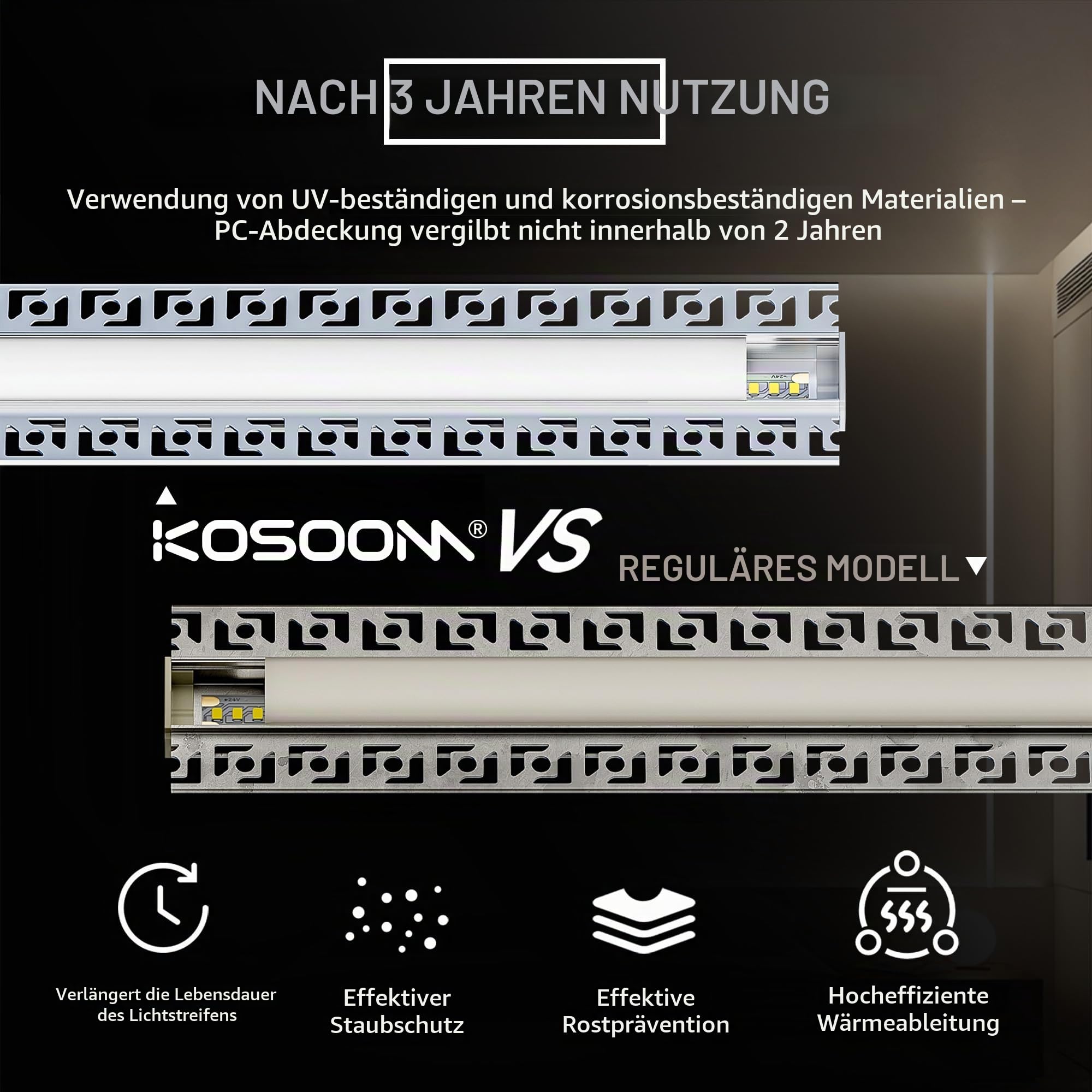 LED Unterputzprofil 2m x 6 Stück ohne Fräsung einfache Montage, LED Fliesenprofil Flächenbündig für Led Streifen bis 20 mm, inkl. Lichtdiffusor aus PC Endkappen für Decke, Gipskarton Holz geeignet