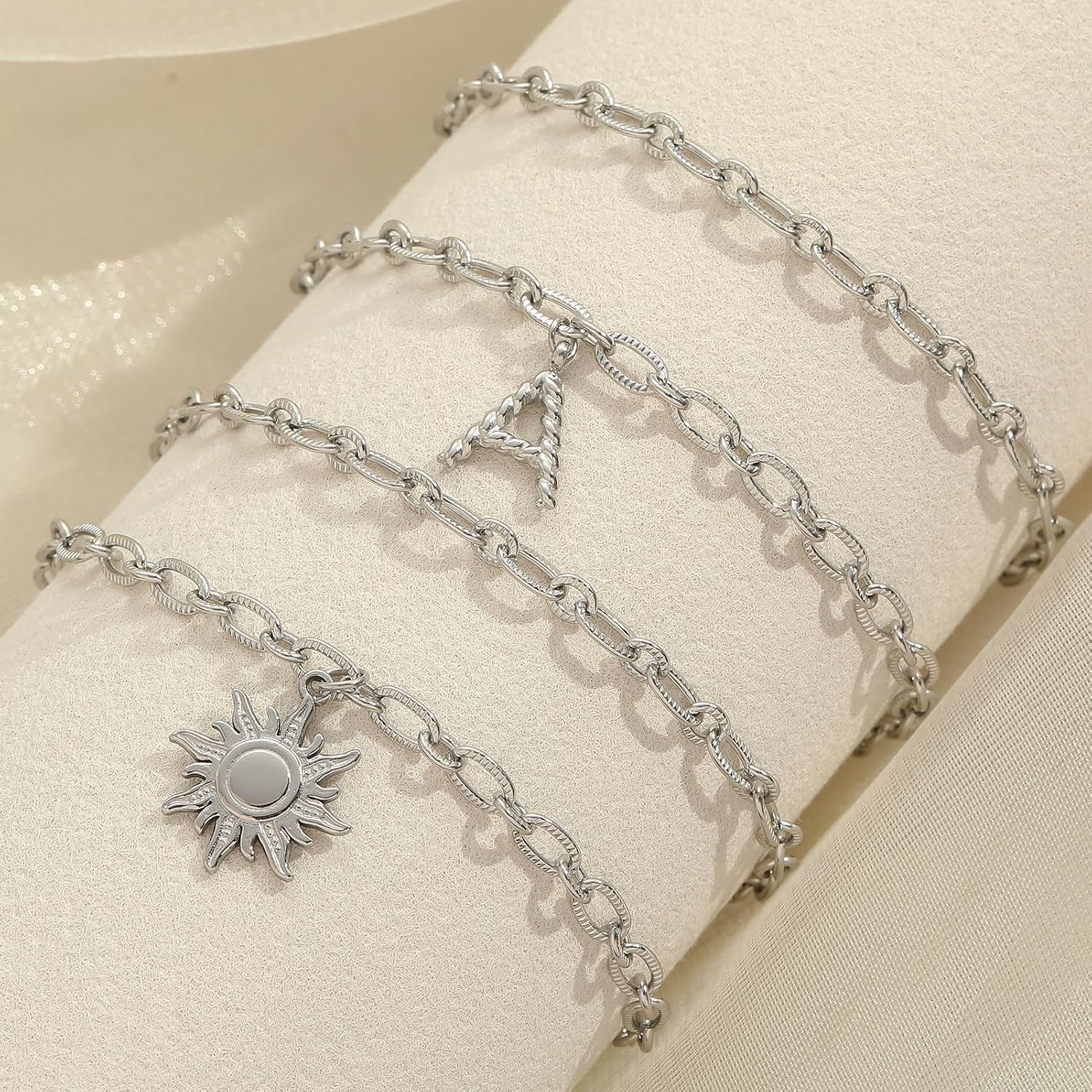 10 PCS Bracelets for Women Stainless Steel Chain Link Bracelet Set | 6.7 Inches with Extender, Jewelry Gifts for DIY, Chains Bulk, Oval, Curb, Figaro Chains, 18K Gold Plated, Silver, Chunky