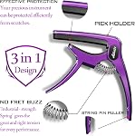 Salvori Salvori Exclusif Gradient ‘Royal Silk' Purple Heavy-Duty Guitar Capo pour guitare acoustique/électronique avec 4 Cueillettes, pinces pour guitare