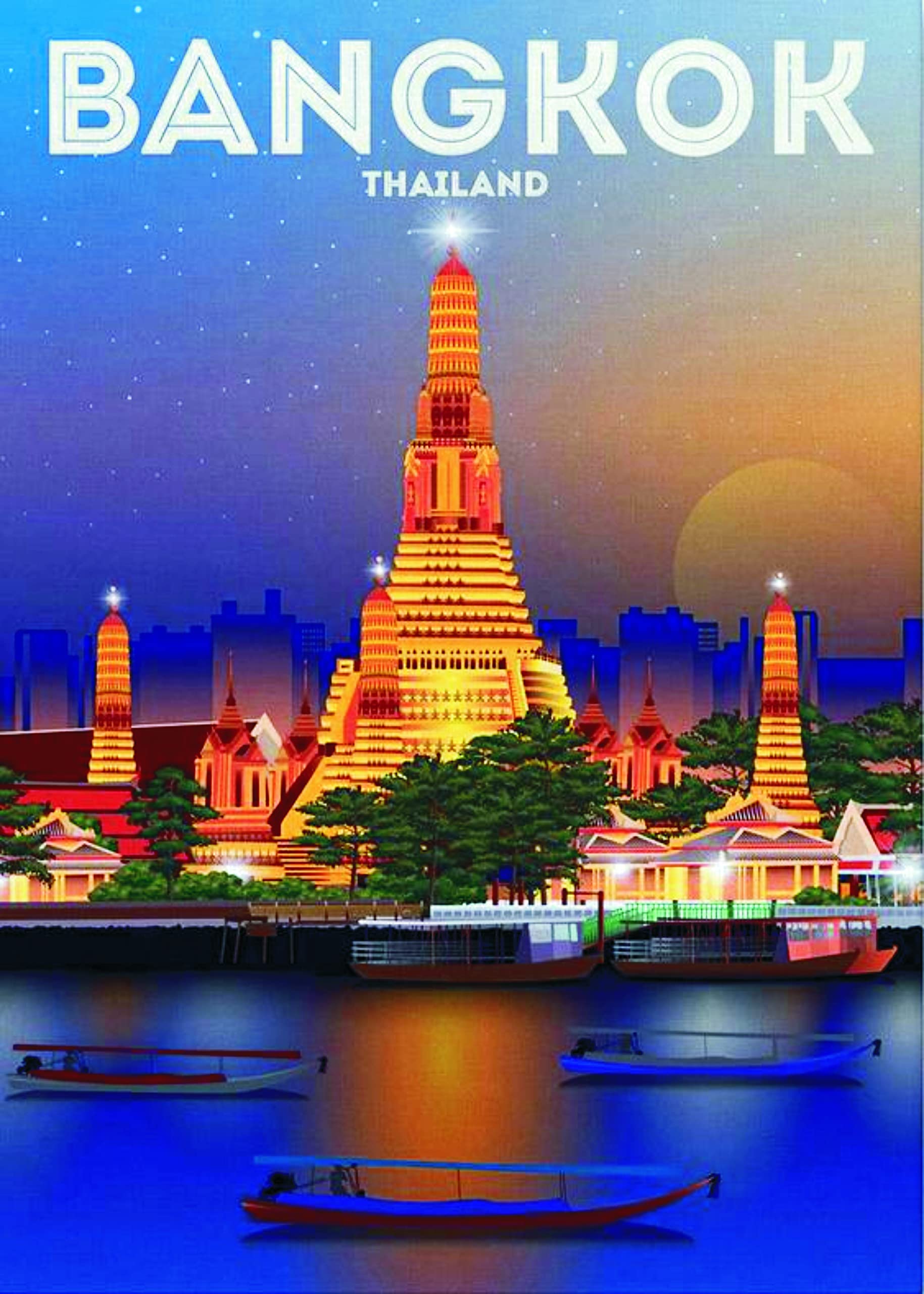 Generic Traditional/Heritage Art Print Magnet, 3.2 INCHES X 3.2 INCHES, Plastic, 1 count, Bangkok - Thailand