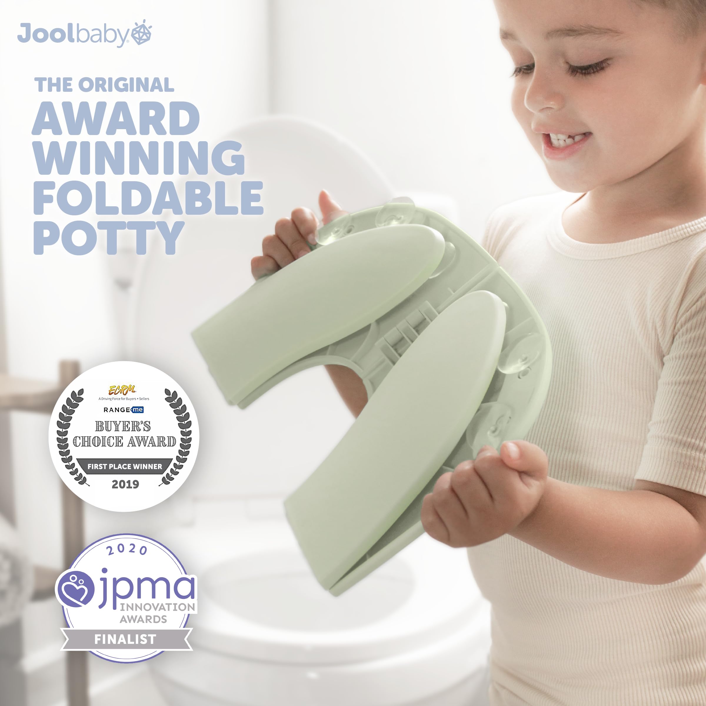 Jool Baby Folding Travel Potty Training Seat for Toddlers, Fits Round & Oval Toilets, Non-Slip Suction Cups, Includes Free Travel Bag (Sage) - 5