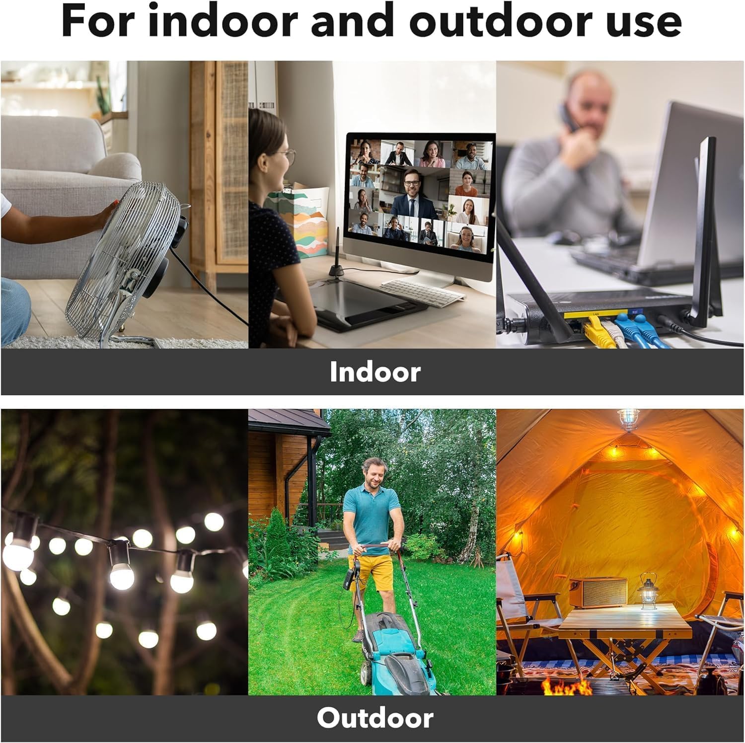 BN-LINK Cable alargador de 10 m para exteriores, 16 calibres, cable de tierra blanco para jardinería y decoración de vacaciones, hogar y oficina