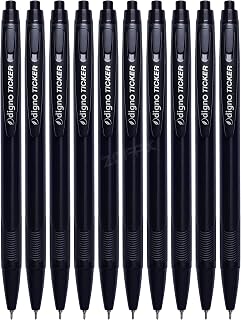DIGNO Ticker Retractable Ballpoint Pens, BLACK, Fine Point (0.7 mm), Smooth Tip, Pack of 10, Multipack Ball Pens, School Office Home Everyday Use