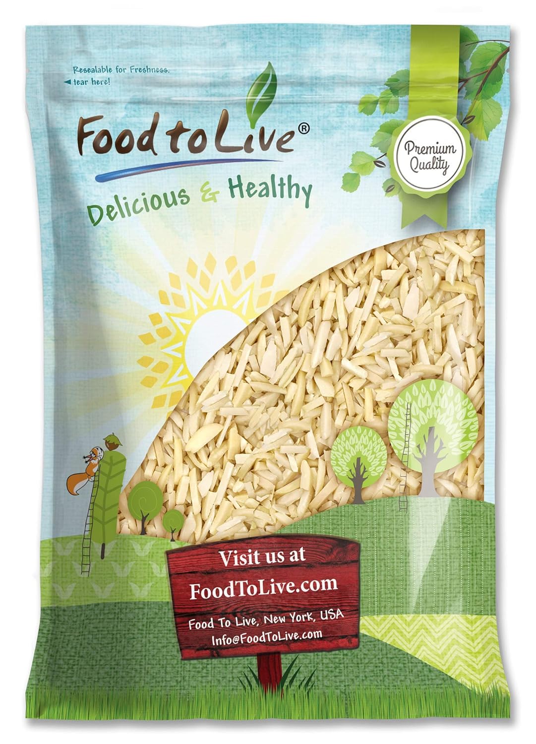 Food to Live - Blanched Slivered Almonds, 25 Pounds Chopped Raw Blanched Almonds, Unsalted, Vegan, Keto, Kosher, Bulk. High in Protein, Vitamin E, Riboflavin. Great for Cooking, Baking, Salads