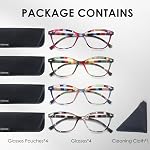 HEEYYOK Womens Reading Glasses 2.5 Small Face 4 Pack Colorful Readers For Women, Cateye Reader Cat Eye Glasses for Reading