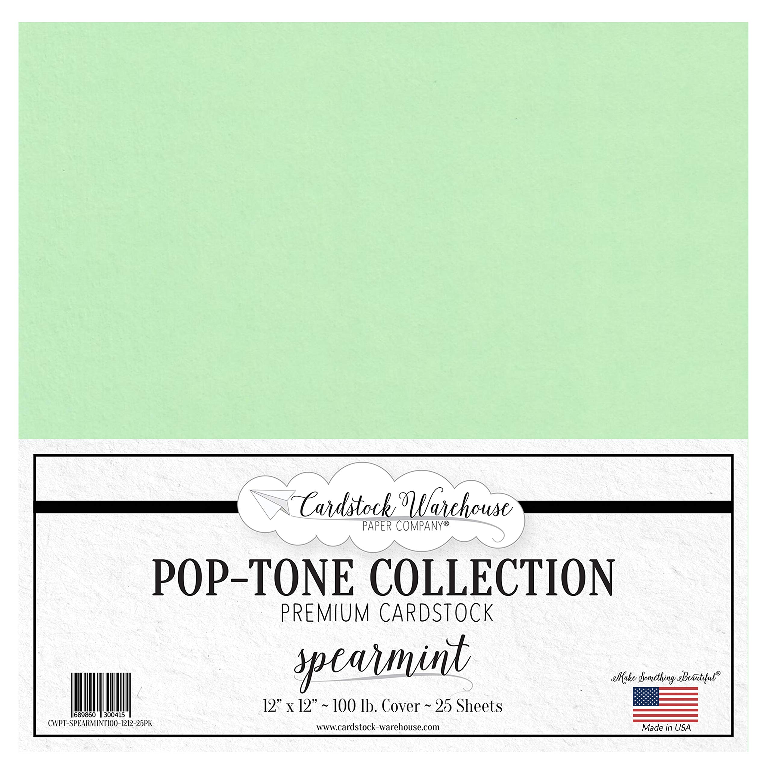 SPEARMINT GREEN Cardstock Paper - 12 x 12 inch 100 lb. Heavyweight Cover - 25 Sheets from Cardstock Warehouse