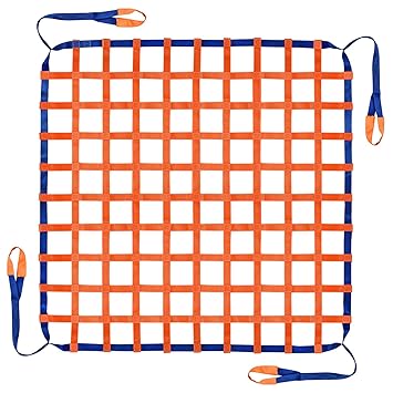 6.56' x 6.56' Cargo Lifting Nets -Lifting Straps for Hoist - Flat Polyester Sling Hoisting Net - Lifting Net Straps - Cargo Hanging Net - for Loading and Unloading Cargo - Max. Load Capacity: 4400lbs