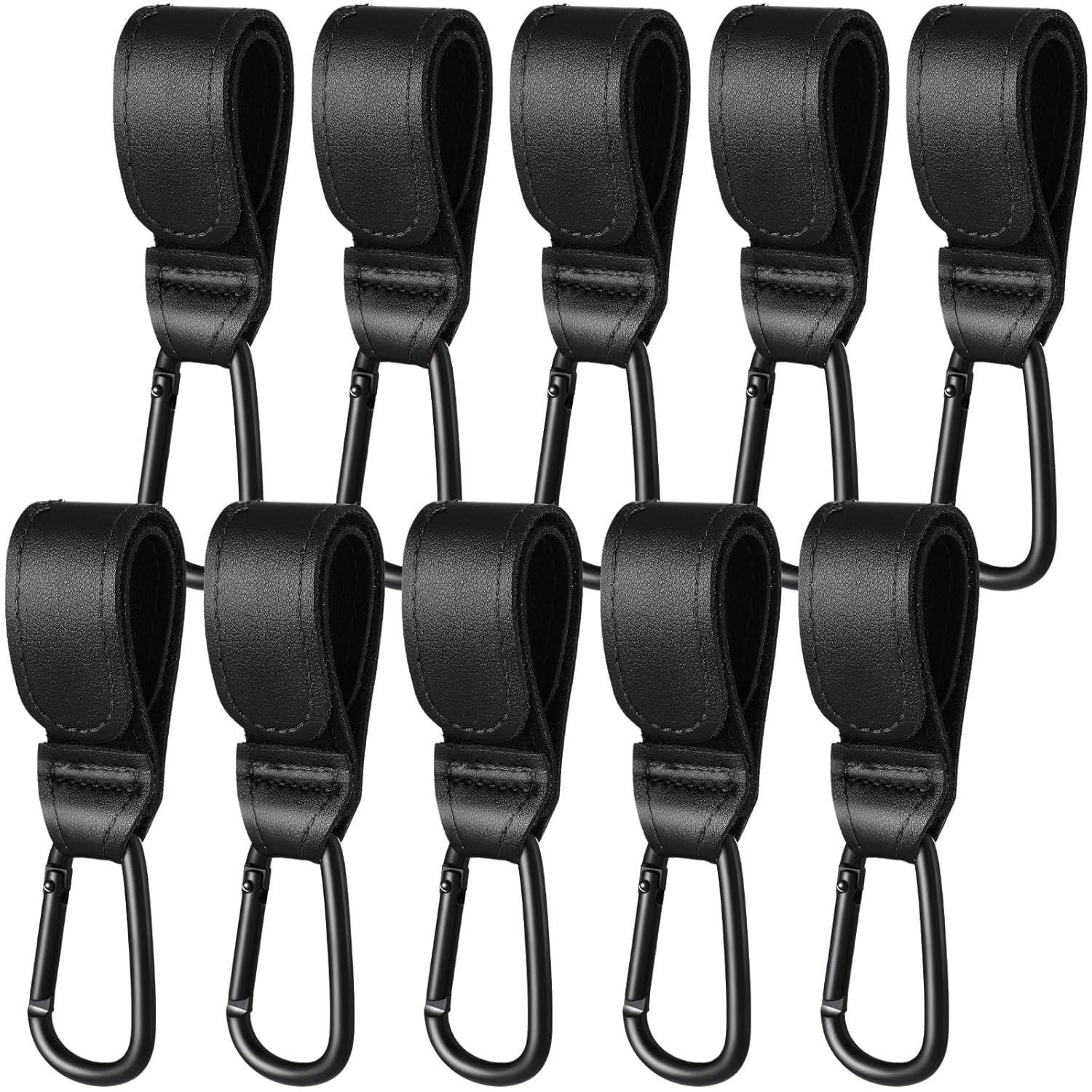 Hicarer 10 Pcs Baby Stroller Hooks Leather Universal