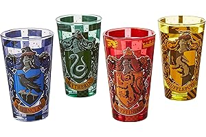 Harry Potter Drinking Glasses: Exclusive Set of 4 Pint Glasses Featuring Hogwarts...
