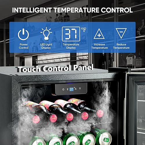 Miniatura 4 de Refrigerador de bebidas para 120 latas, mini refrigerador con puerta de vidrio para cerveza o vino, enfriador de bebidas para dormitorio, oficina,