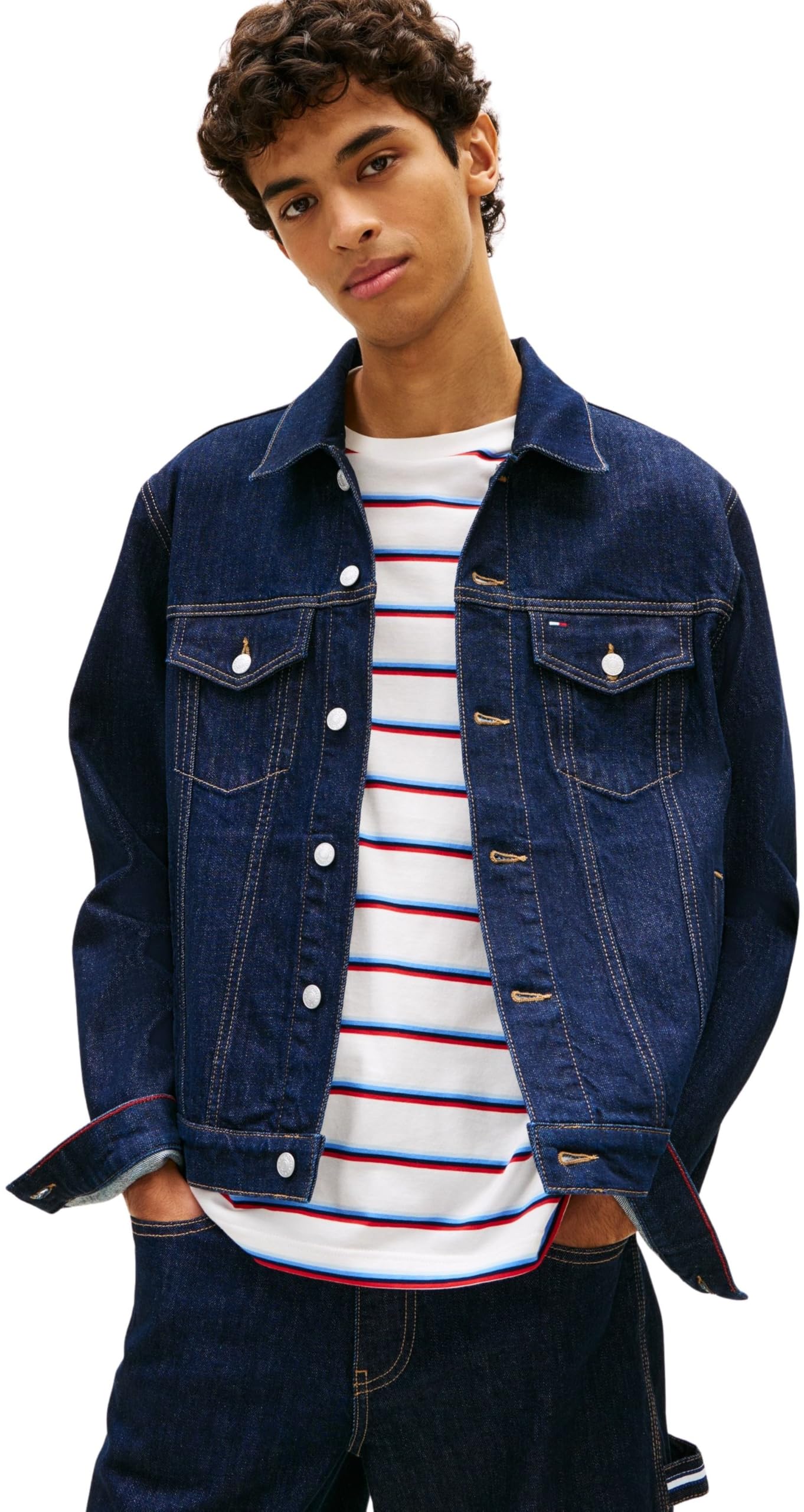 Tommy Jeans Men's Ryan Rglr Trckr Jckt Ext Di4156 DM0DM22984 Trucker Jacket, Denim (Denim Dark), XL