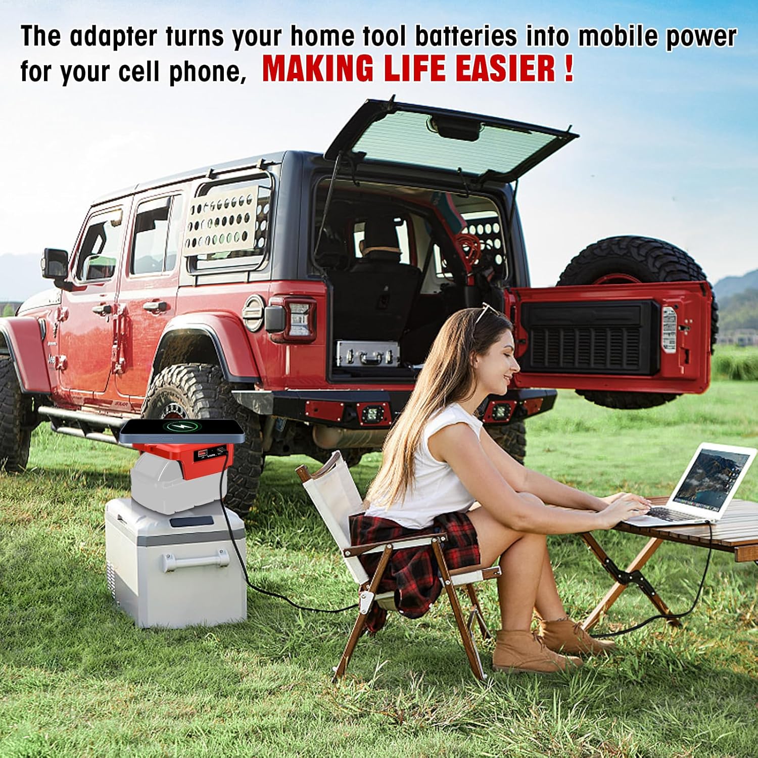 Wireless Charger Compatible with Milwaukee 18V M18 Battery,15W Cell Phone Charging Station for AirPods 4 3 Pro for iPhone for Samsung,with USB and Type-C Output Port Wireless Charging Station - Image 7