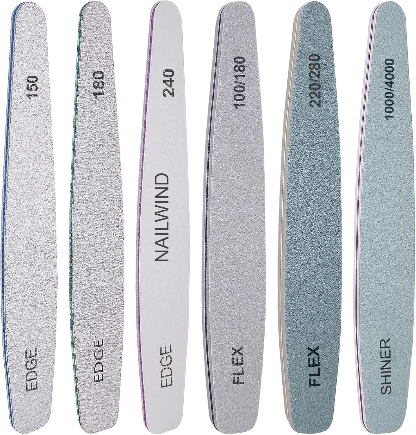 6pcs Nail Files Set for Manicure | Professional Nail File Kit for Acrylic and Natural Nails | Emery Boards for Nails, Nails Buffer and Shine Kit Nail Filer | Emery Boards for Acrylic & Natural Nail 100/ 150/ 180/ 220/ 240/ 280/ 1000/4000 Grid