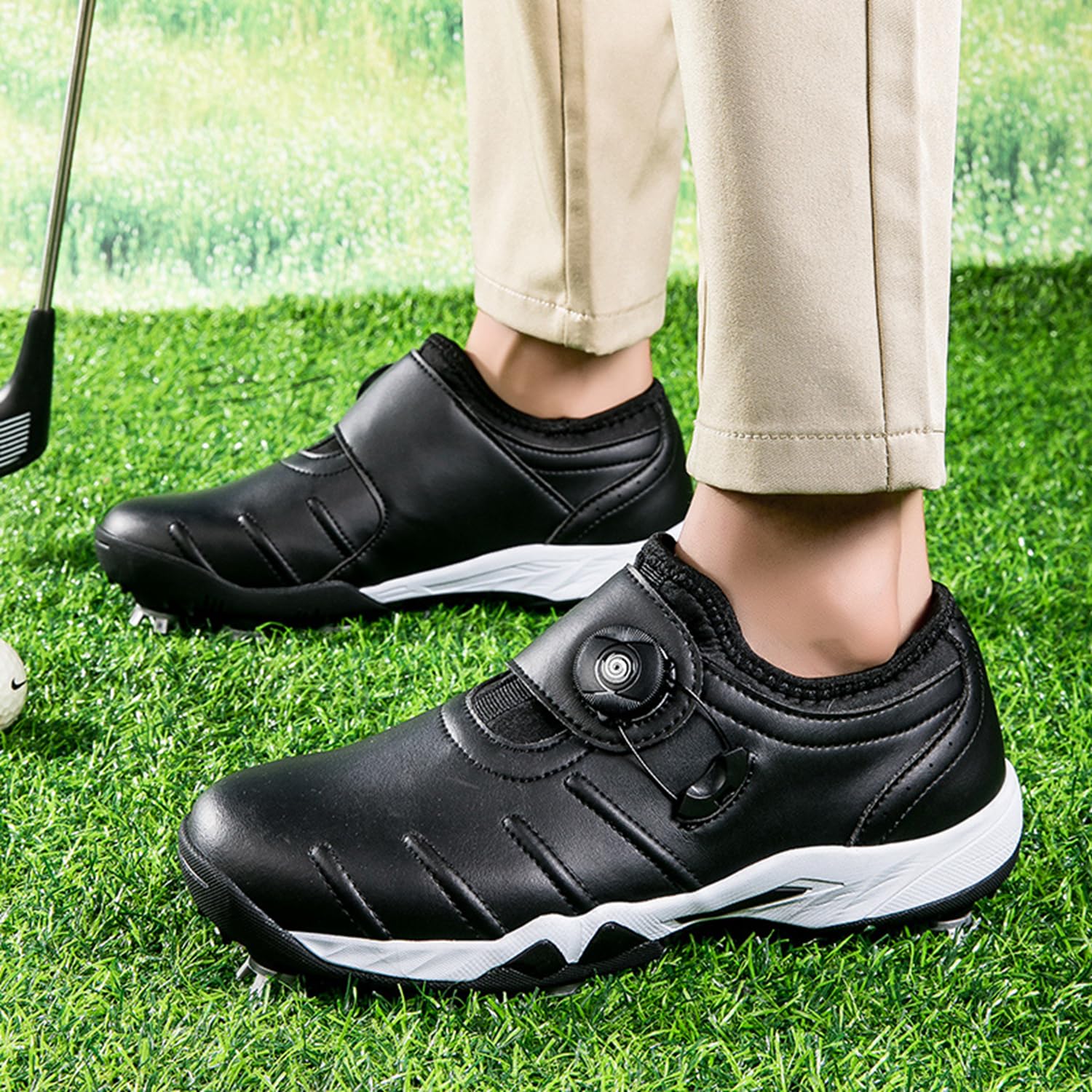 Chaussures de Golf Imperméables à Pointes pour Hommes, Chaussures de Golf Légères et Antidérapantes
