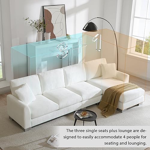 Miniatura 6 de Sofá modular moderno de 119 x 55 pulgadas, juego de sofá de lujo en forma de L con 2 almohadas gratis, muebles de interior de felpilla de 5 asientos