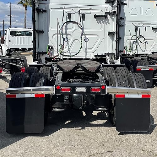 Miniatura 3 de BHTOP 4 aletas de polímero de 24 x 30 pulgadas, duraderas aletas de barro negras, par universal para remolque de tractor y camión